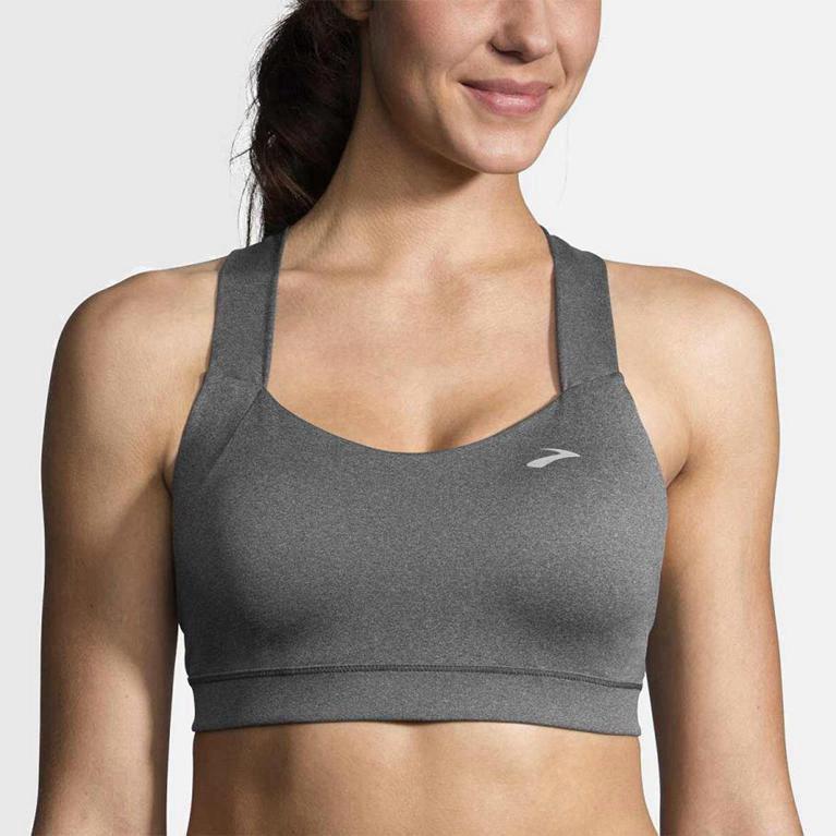 Brooks Women's Uplift Crossback Running Bra Singapore - Grey (73862-MXBY)